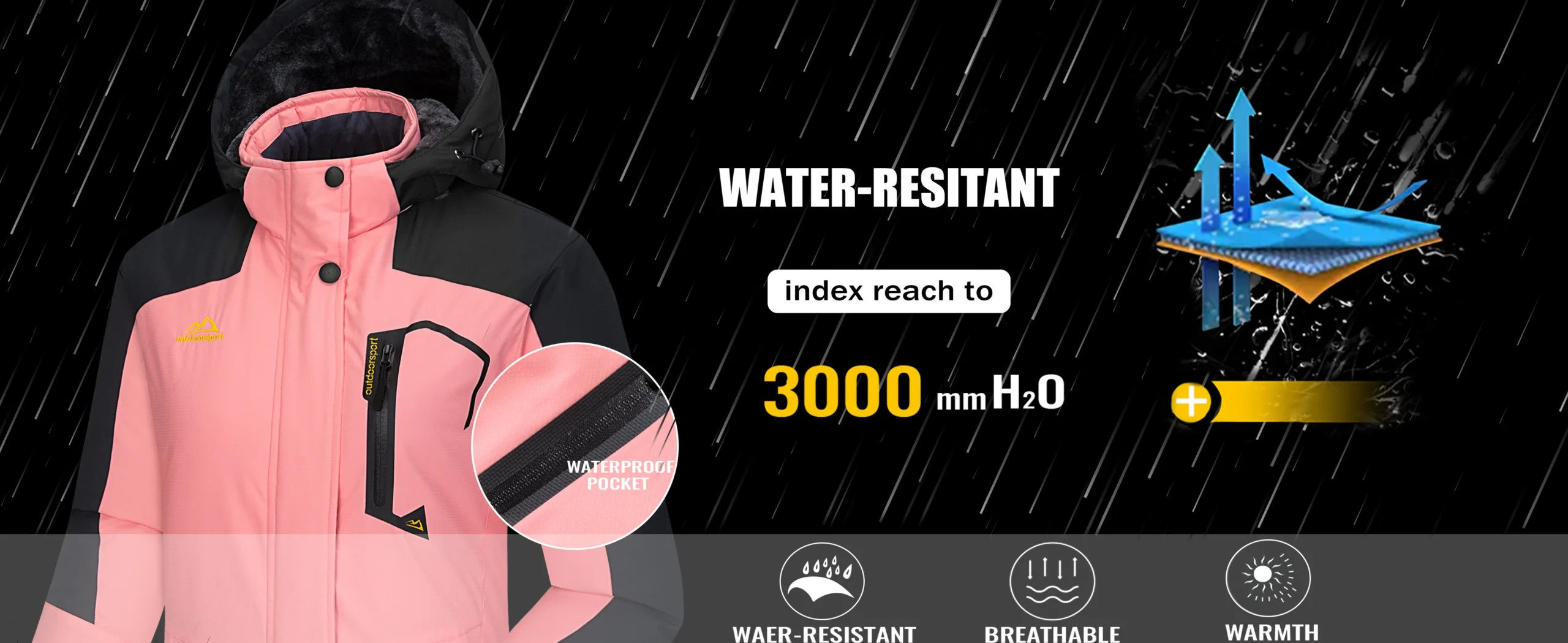 Chaqueta de esquí y snowboard impermeable para mujer, térmica, de forro polar grueso, - Imagen 35