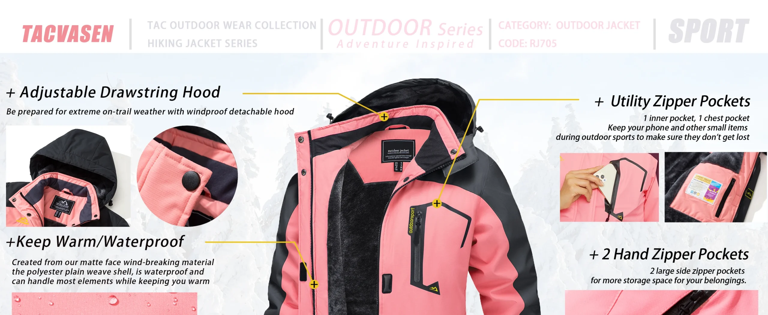 Chaqueta de esquí y snowboard impermeable para mujer, térmica, de forro polar grueso, - Imagen 32