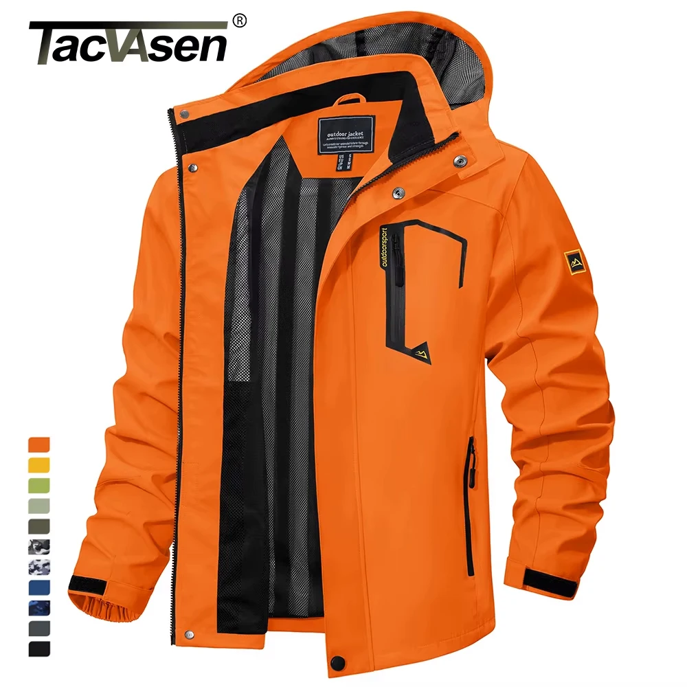 Chaqueta ligera para hombre, cortavientos de malla forrada, impermeable, para lluvia, pesca al aire libre, senderismo, primavera y otoño - Imagen 2