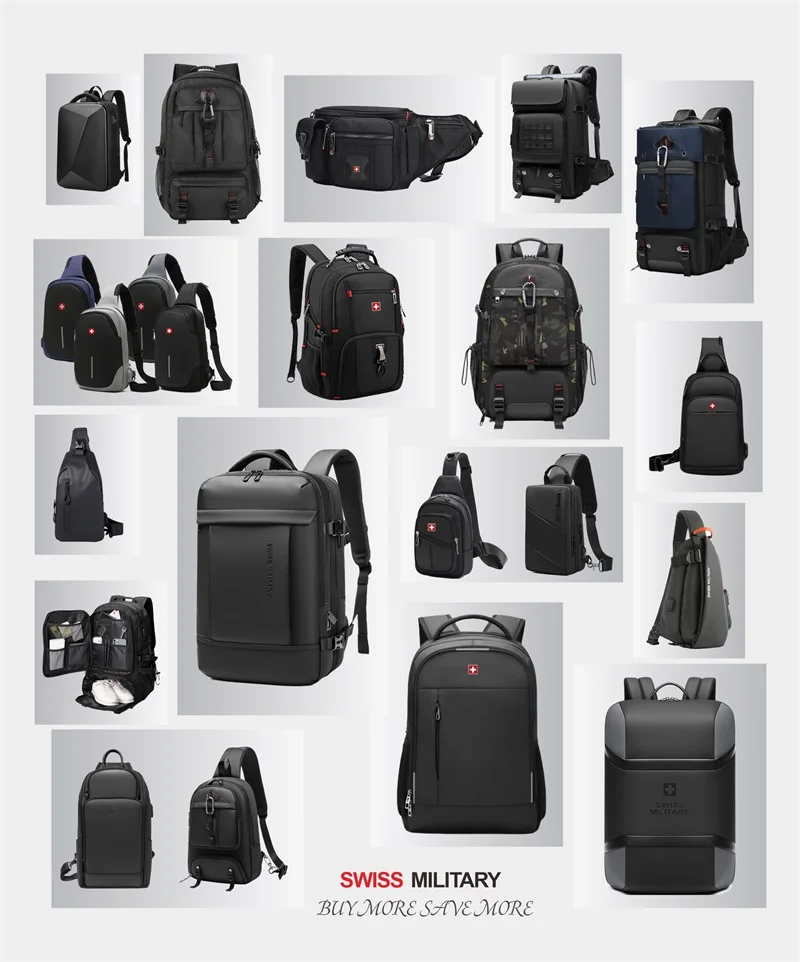 Mochila para portátil SWISS de 17", impermeable, con puerto de carga USB, estilo suizo, multifuncional, ideal para la escuela, senderismo y viajes. - Imagen 32