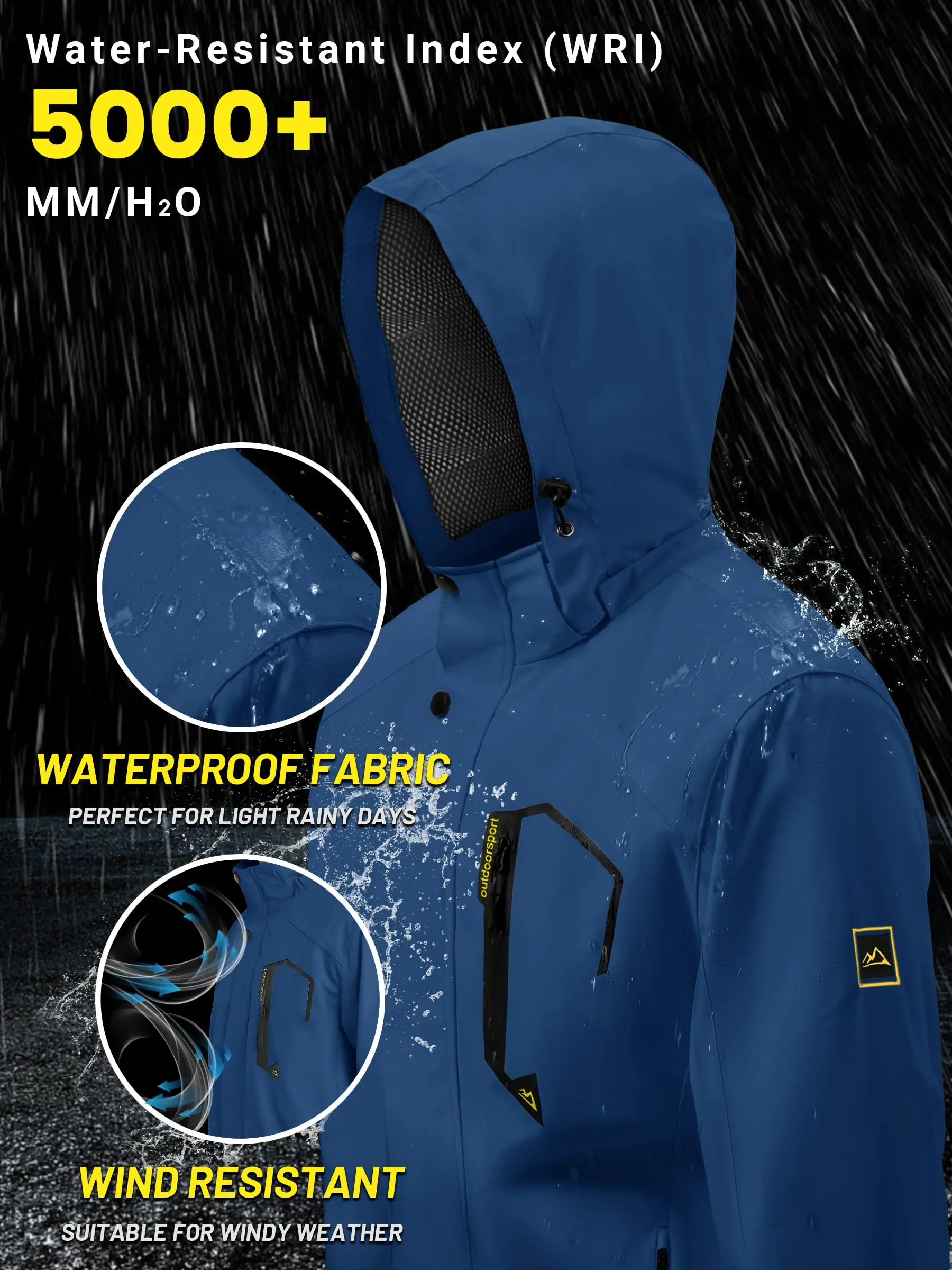 Chaqueta ligera para hombre, cortavientos de malla forrada, impermeable, para lluvia, pesca al aire libre, senderismo, primavera y otoño - Imagen 21