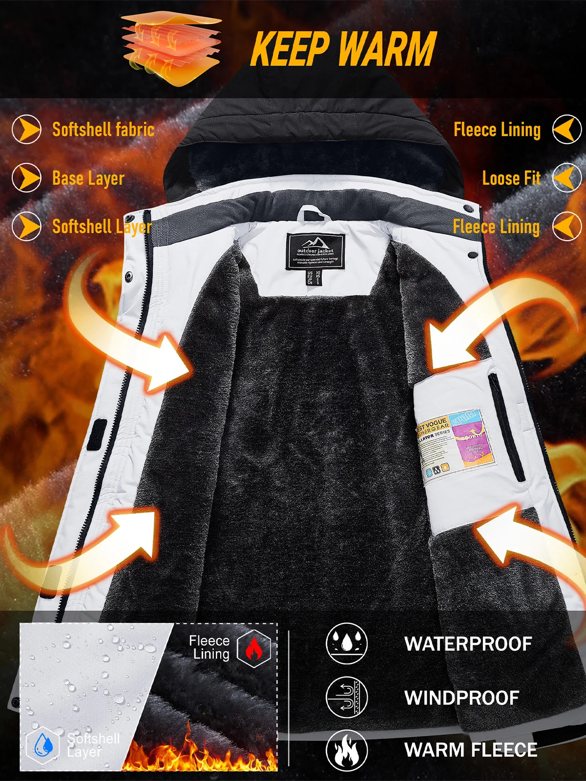 Chaqueta de esquí y snowboard impermeable para mujer, térmica, de forro polar grueso, - Imagen 4