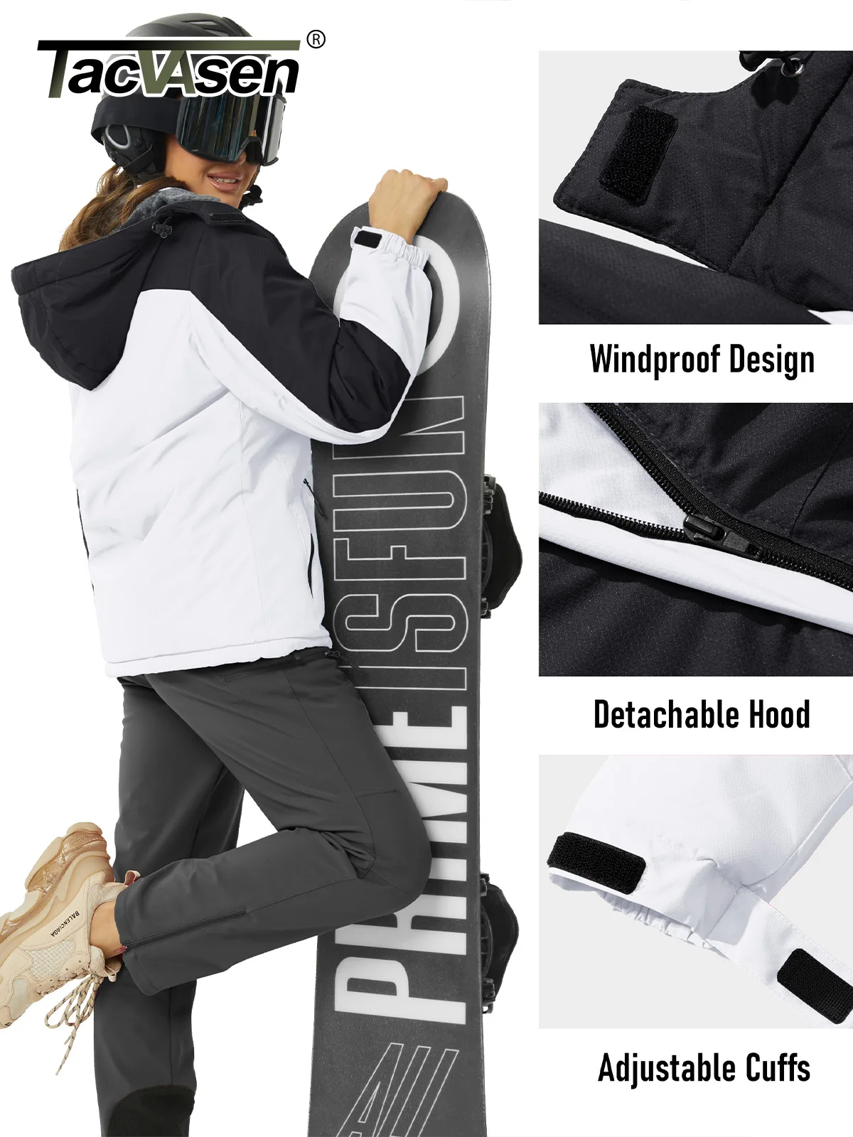 Chaqueta de esquí y snowboard impermeable para mujer, térmica, de forro polar grueso, - Imagen 2