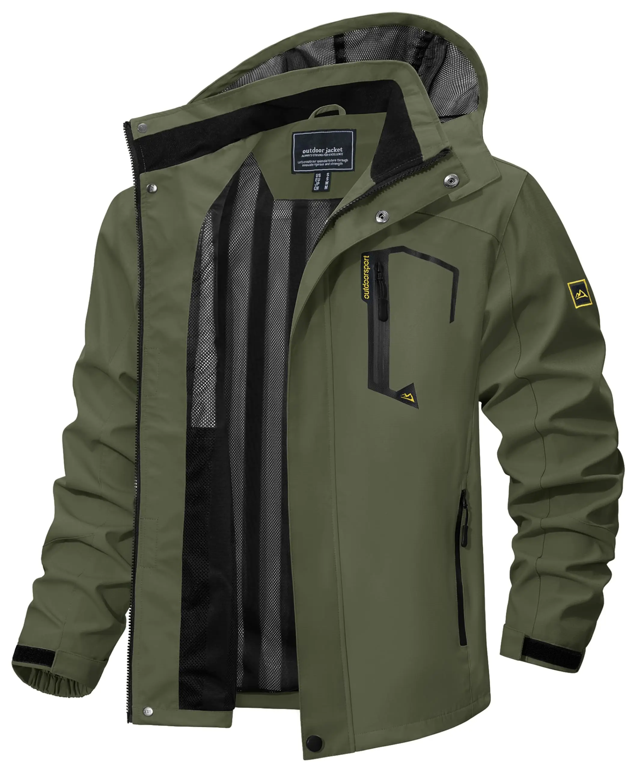 Chaqueta ligera para hombre, cortavientos de malla forrada, impermeable, para lluvia, pesca al aire libre, senderismo, primavera y otoño - Imagen 14