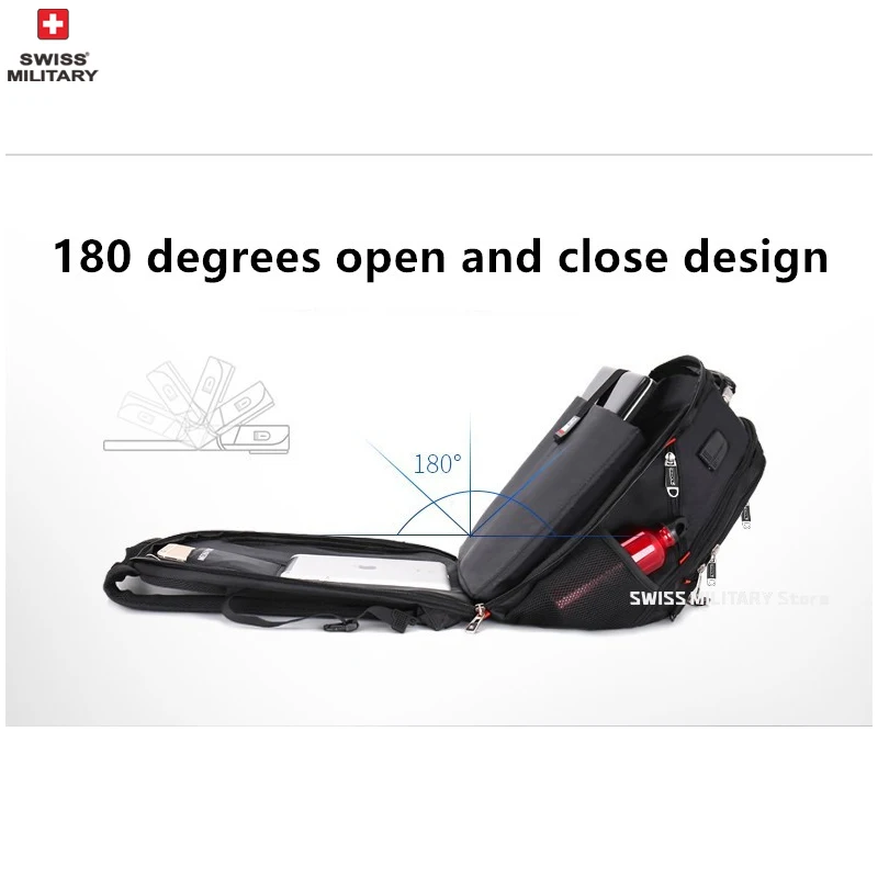 Mochila para portátil SWISS de 17", impermeable, con puerto de carga USB, estilo suizo, multifuncional, ideal para la escuela, senderismo y viajes. - Imagen 22