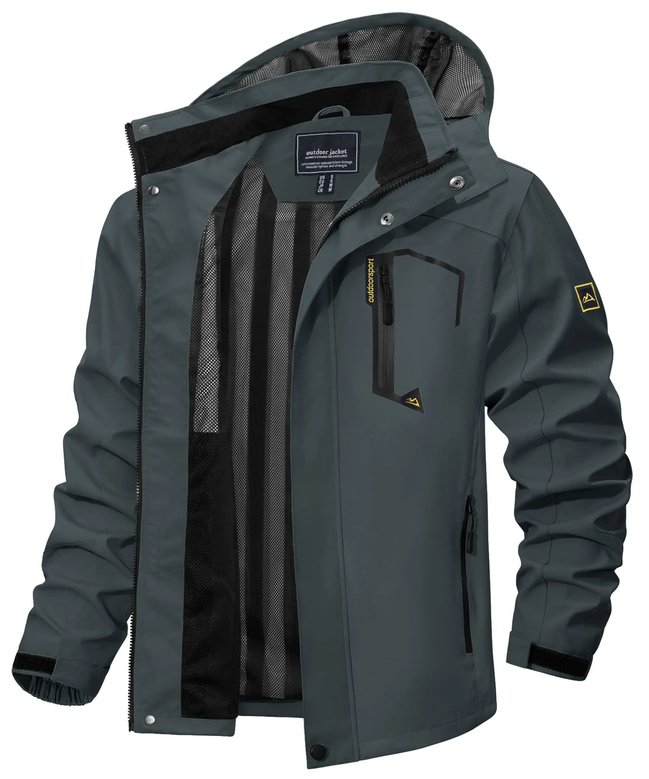 Chaqueta ligera para hombre, cortavientos de malla forrada, impermeable, para lluvia, pesca al aire libre, senderismo, primavera y otoño - Imagen 11