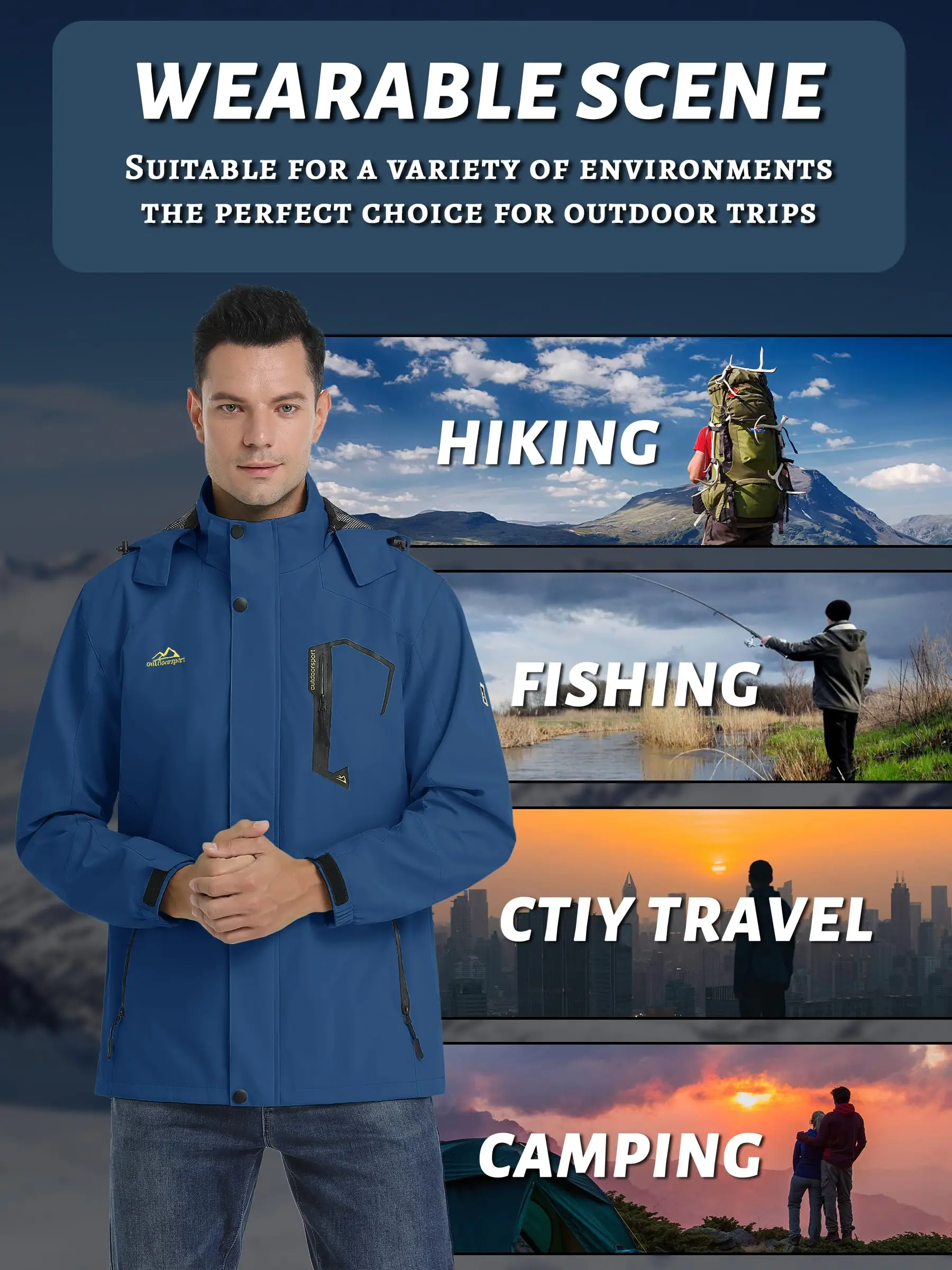 Chaqueta ligera para hombre, cortavientos de malla forrada, impermeable, para lluvia, pesca al aire libre, senderismo, primavera y otoño - Imagen 23