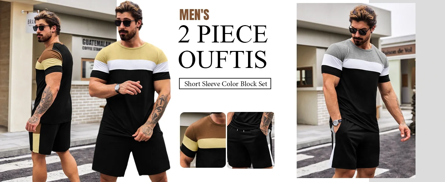 Camiseta y shorts de cuello redondo, cómodos y transpirables, con estampado de letras y estampado urbano para hombre. - Imagen 24