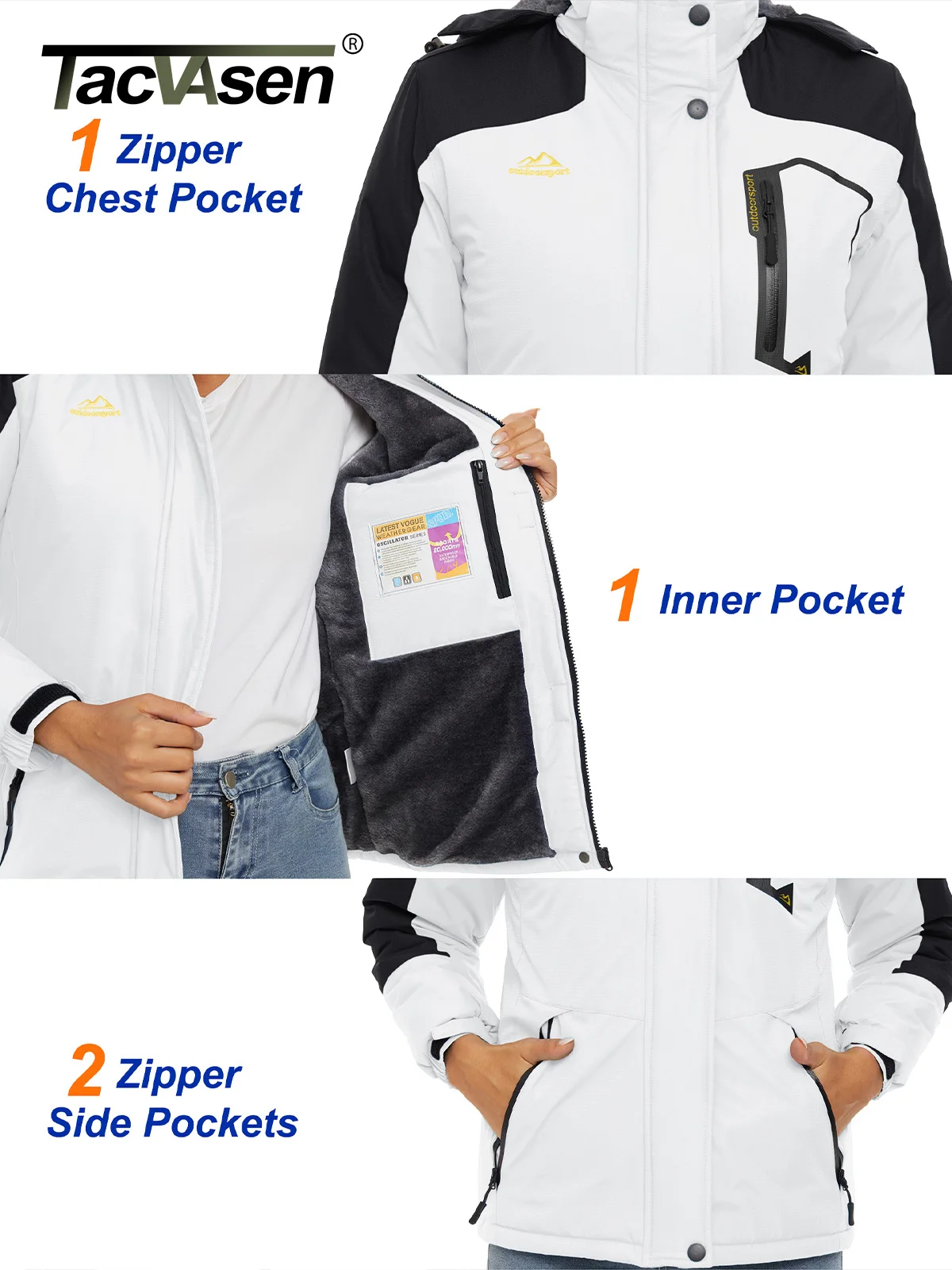 Chaqueta de esquí y snowboard impermeable para mujer, térmica, de forro polar grueso, - Imagen 3